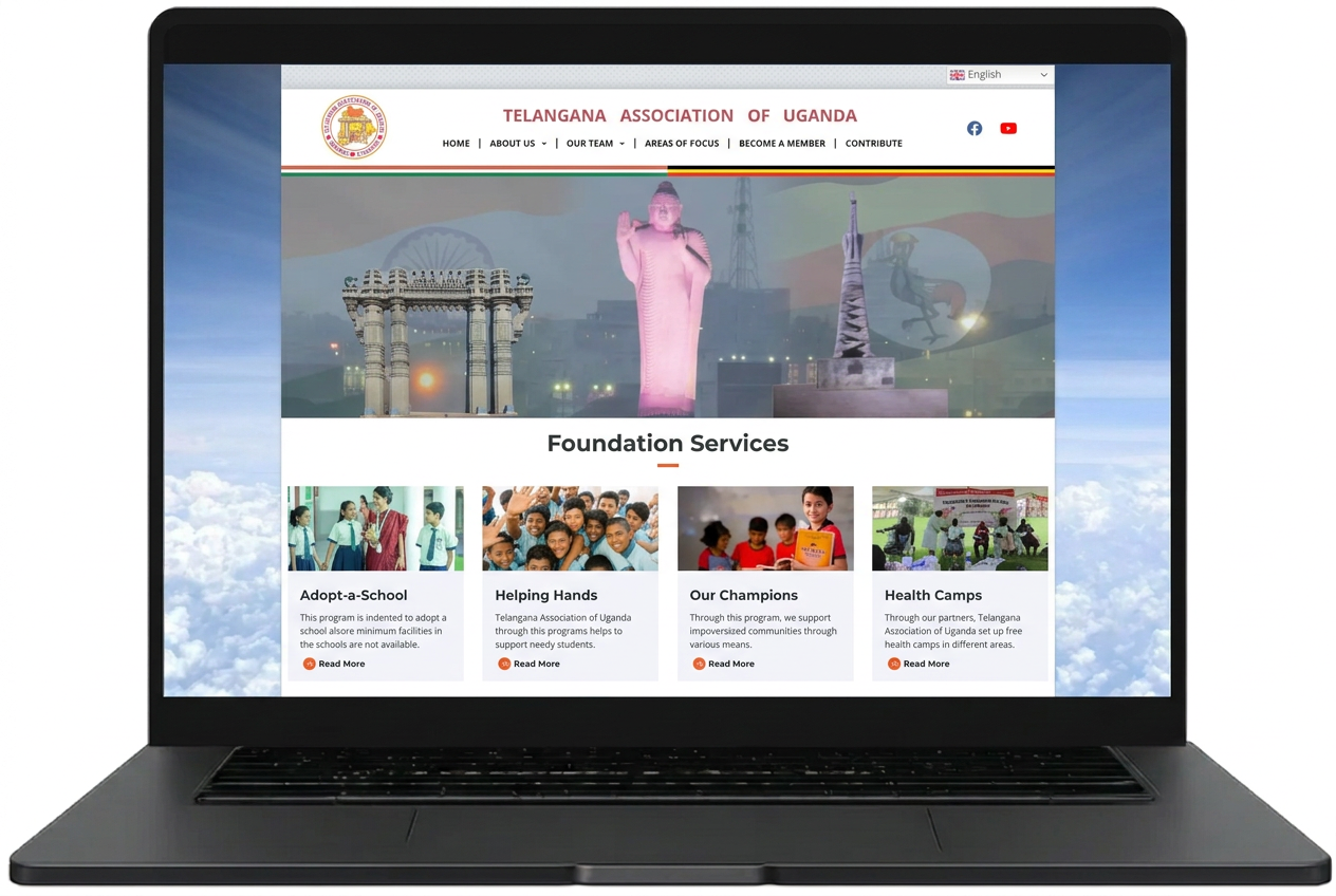 Telangana Association of Uganda website designed by Index Hosting